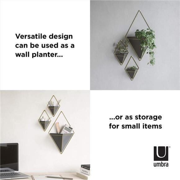 Hanging Planter Vase &Geometric Wall Decor Ceramic Container-Great For Succulent - Picture 5 of 6